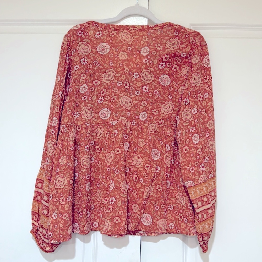 Lucky brand floral, long sleeve peasant top NWT - Picture 2 of 6